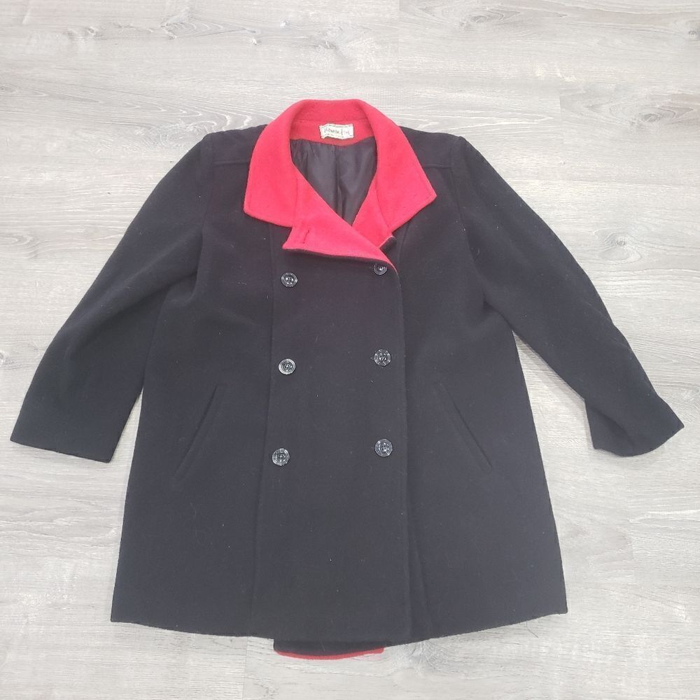 Vintage Herman Kay 80% Wool Peacoat Dress‎ Coat Womens Size Medium Made In USA